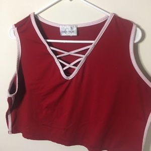 Red & white crossed crop top